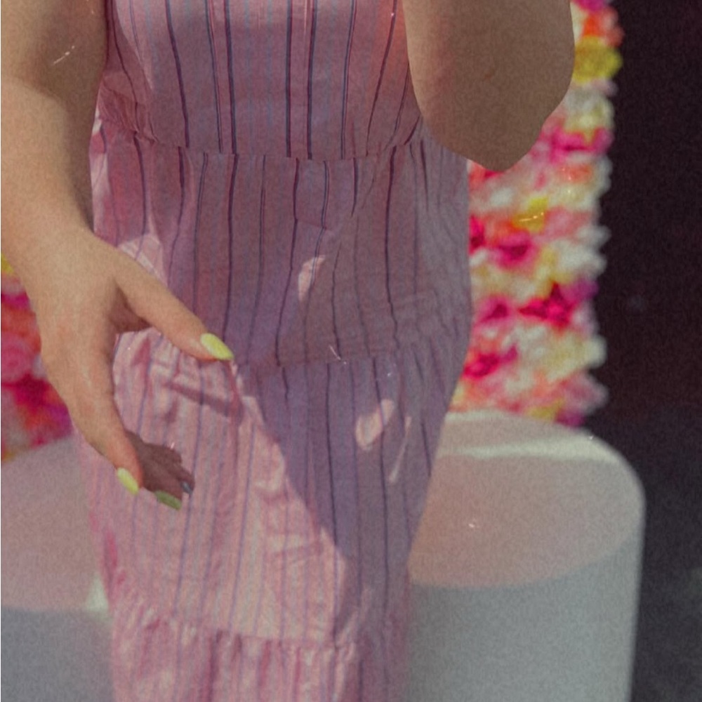 LOFT Pink Striped Maxi Dress
